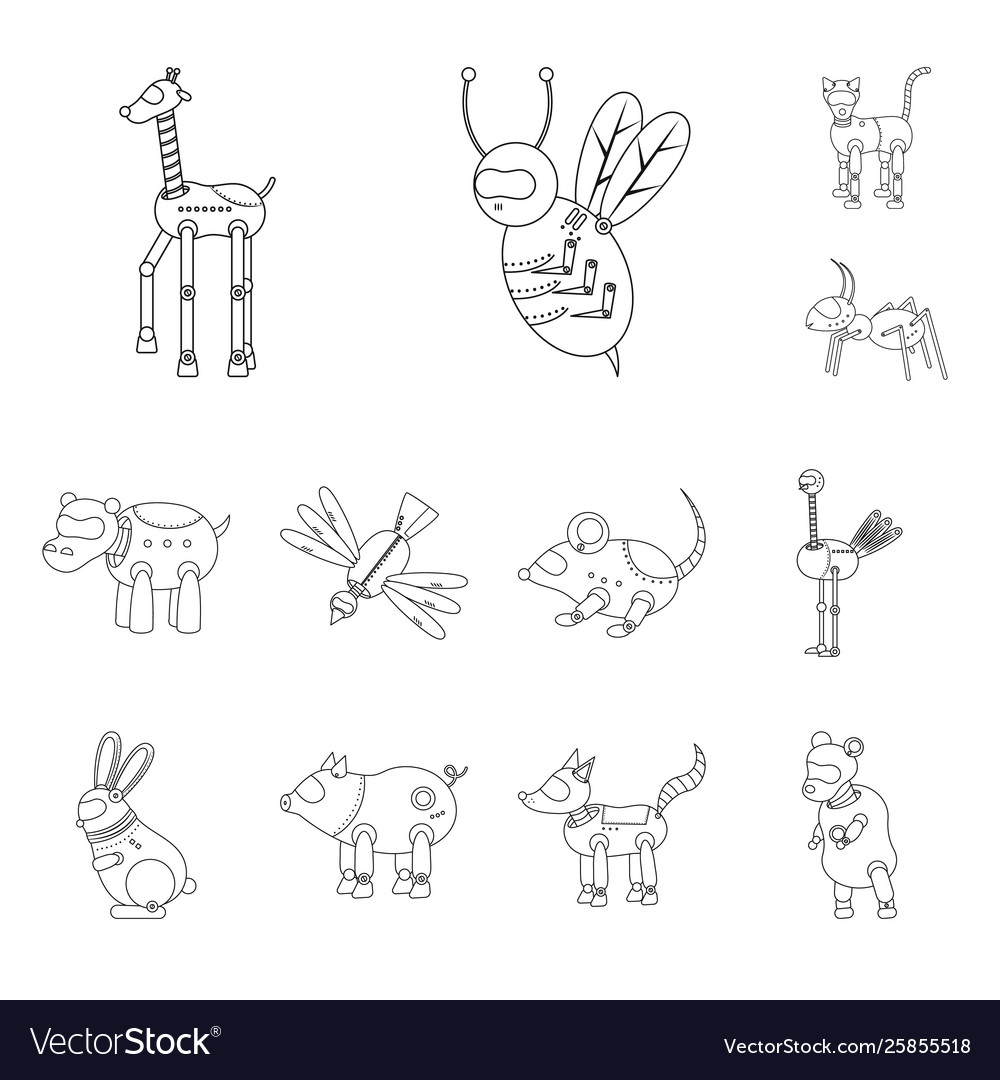 Isolated object toy and automation icon set vector image Isolated object toy and automation icon set