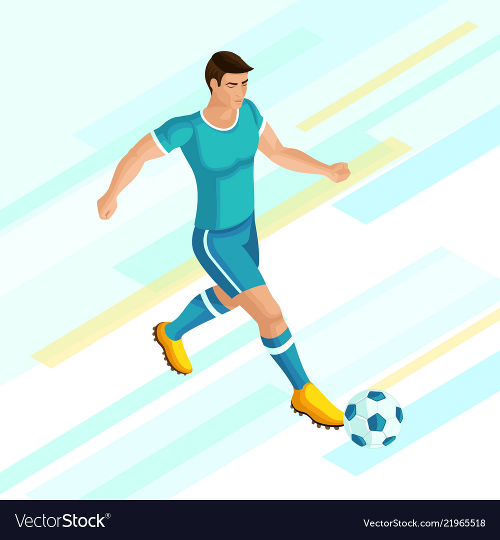 Isometrics soccer player on a bright background vector image Isometrics soccer player on a bright background