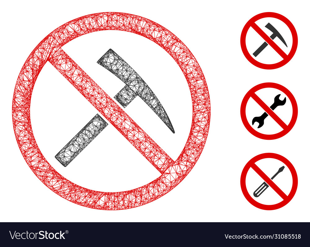 No mining tools polygonal web mesh vector image No mining tools polygonal web mesh