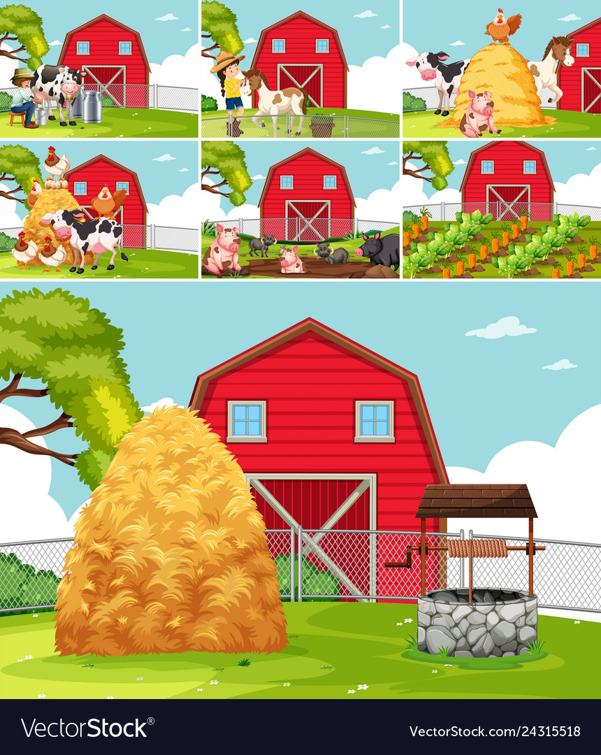 Set farmland landscape Royalty Free Vector Image