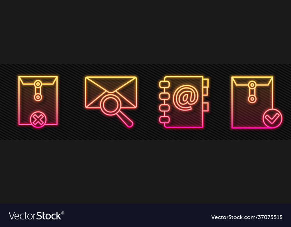 Set line address book delete envelope vector image Set line address book delete envelope