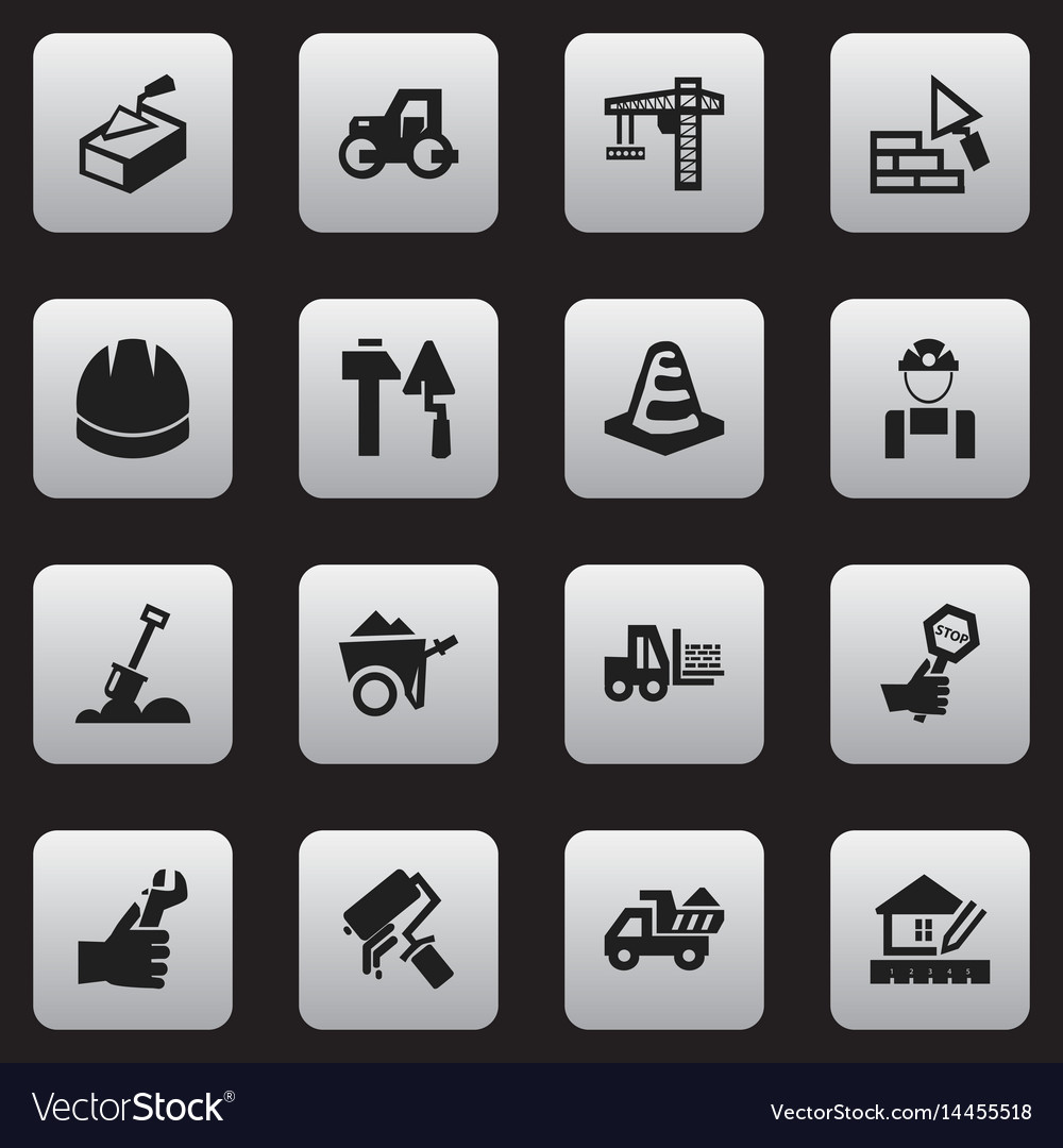 Set of 16 editable building icons includes