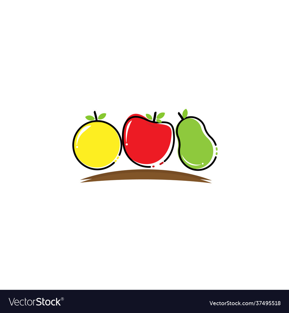 Simple color fruit icon element and template