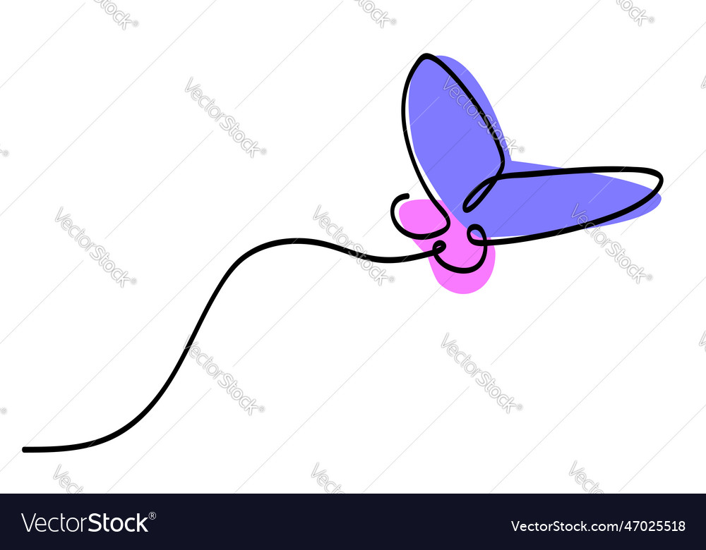 Simple single or one continuous fly butterfly