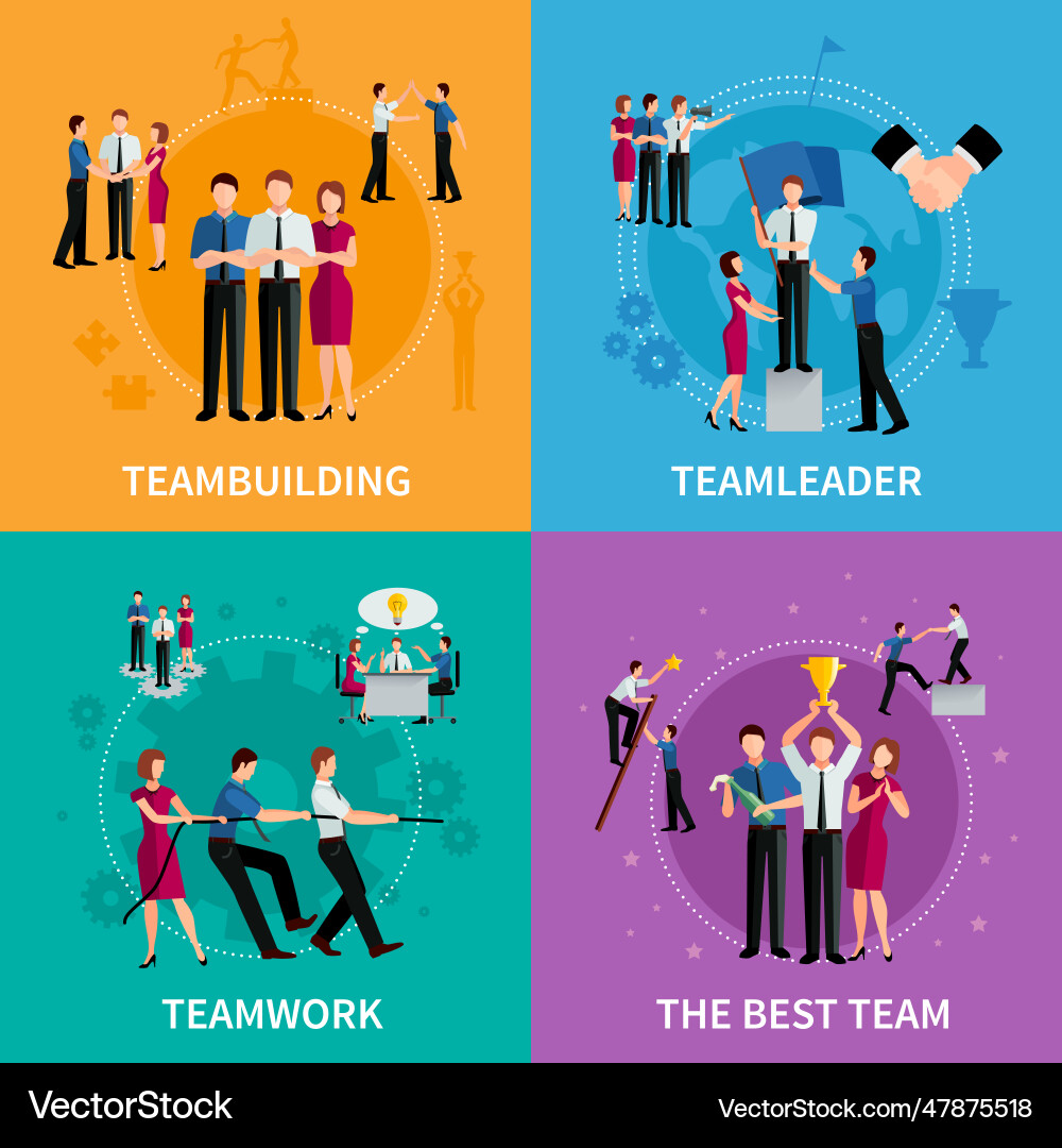 Teamwork 2x2 design concept Royalty Free Vector Image