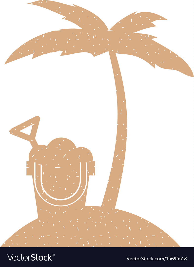 Tree palm beach with sand bucket