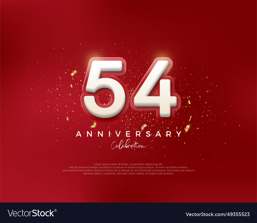 54th anniversary number with 3d white numbers Vector Image