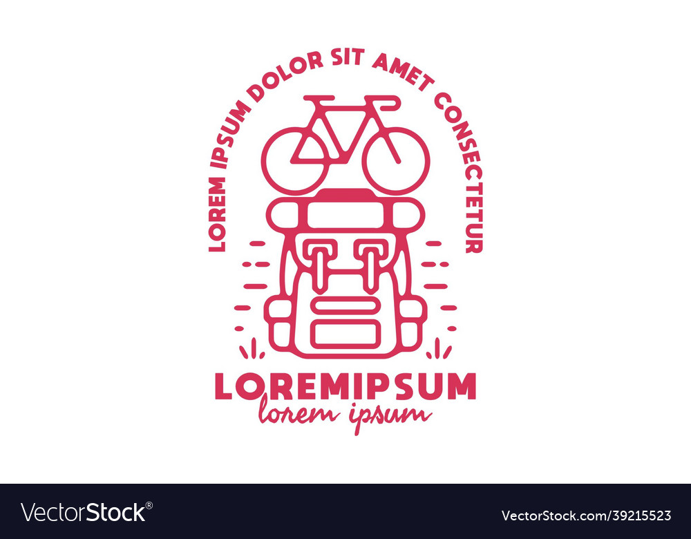 Bicycle backpacker line art with lorem ipsum text vector image Bicycle backpacker line art with lorem ipsum text