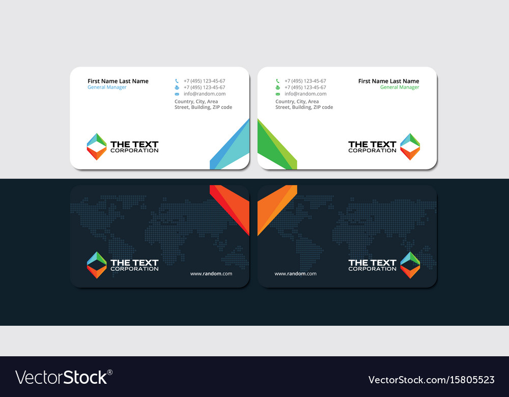 Business card with multicolored triangular figures