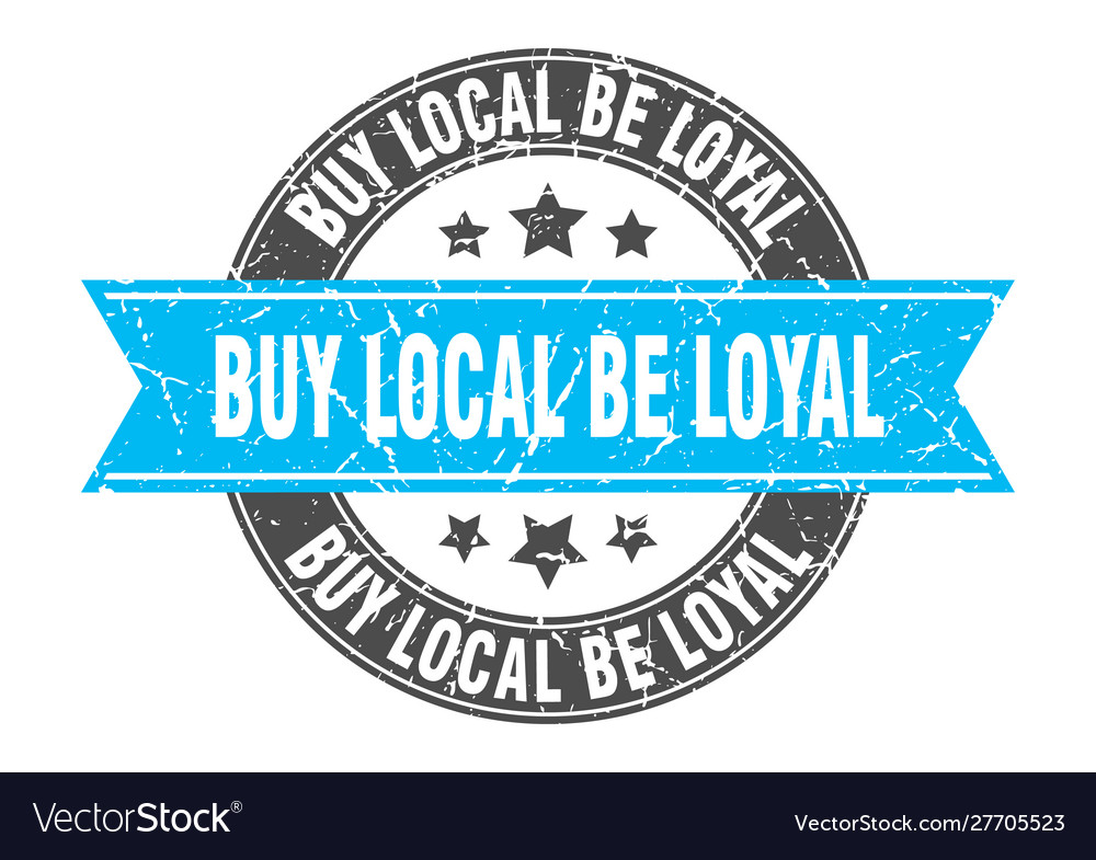 Buy local be loyal round stamp with turquoise