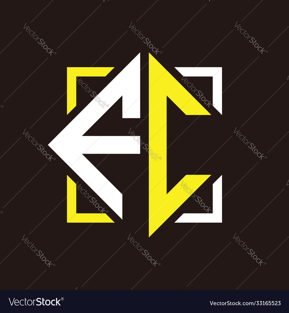 F c initials quadrangle monogram with square