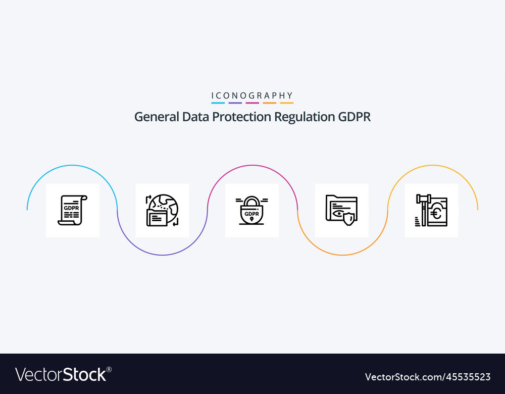Gdpr line 5 icon pack including folder