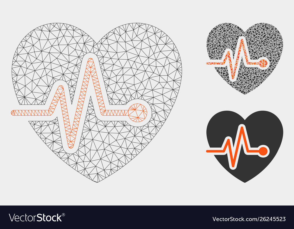 Heart pulse mesh wire frame model