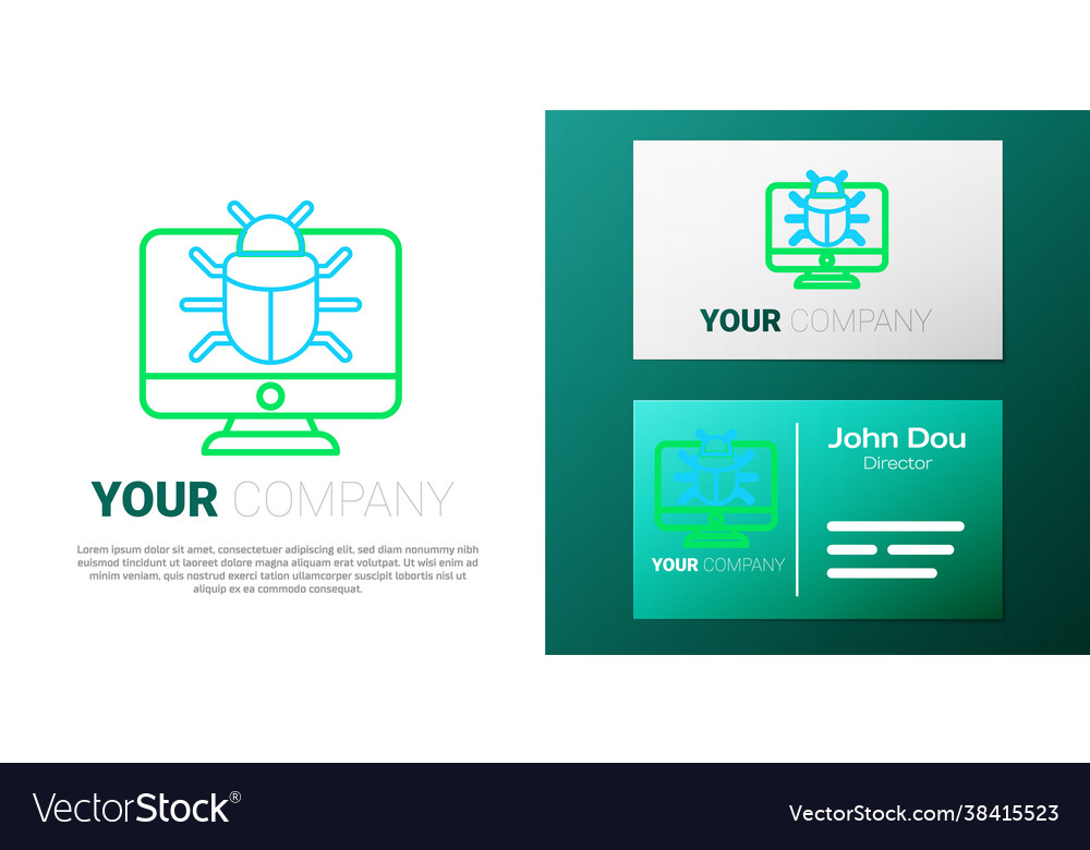 Line system bug on monitor icon isolated white vector image Line system bug on monitor icon isolated white