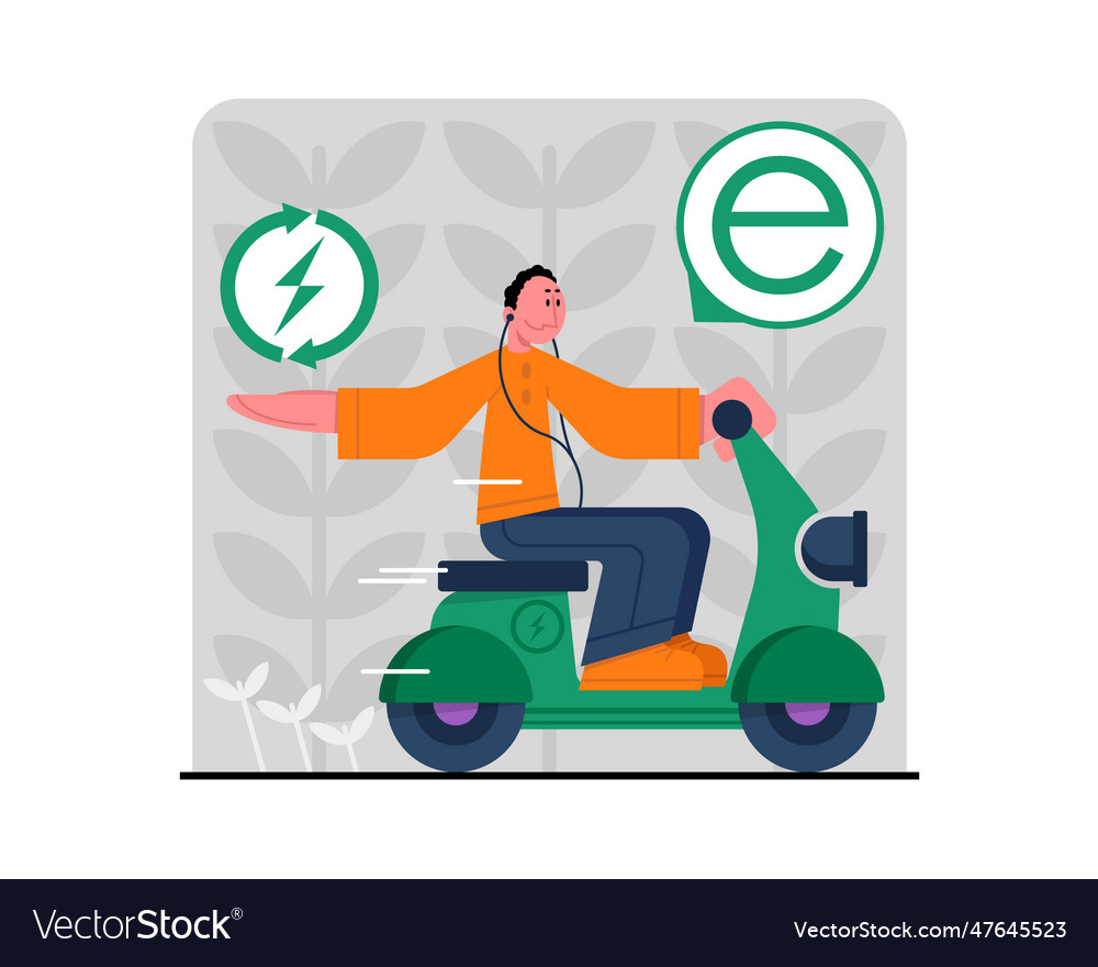 Man going by motorbike using electric transport vector image Man going by motorbike using electric transport