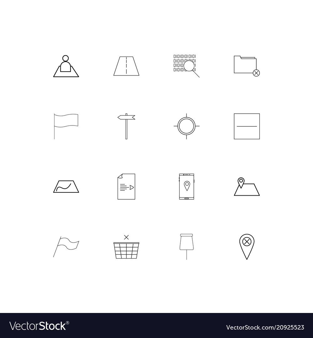 Maps and navigation linear thin icons set