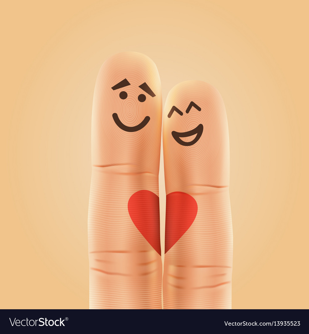 Pair of happy fingers smiley in love Royalty Free Vector