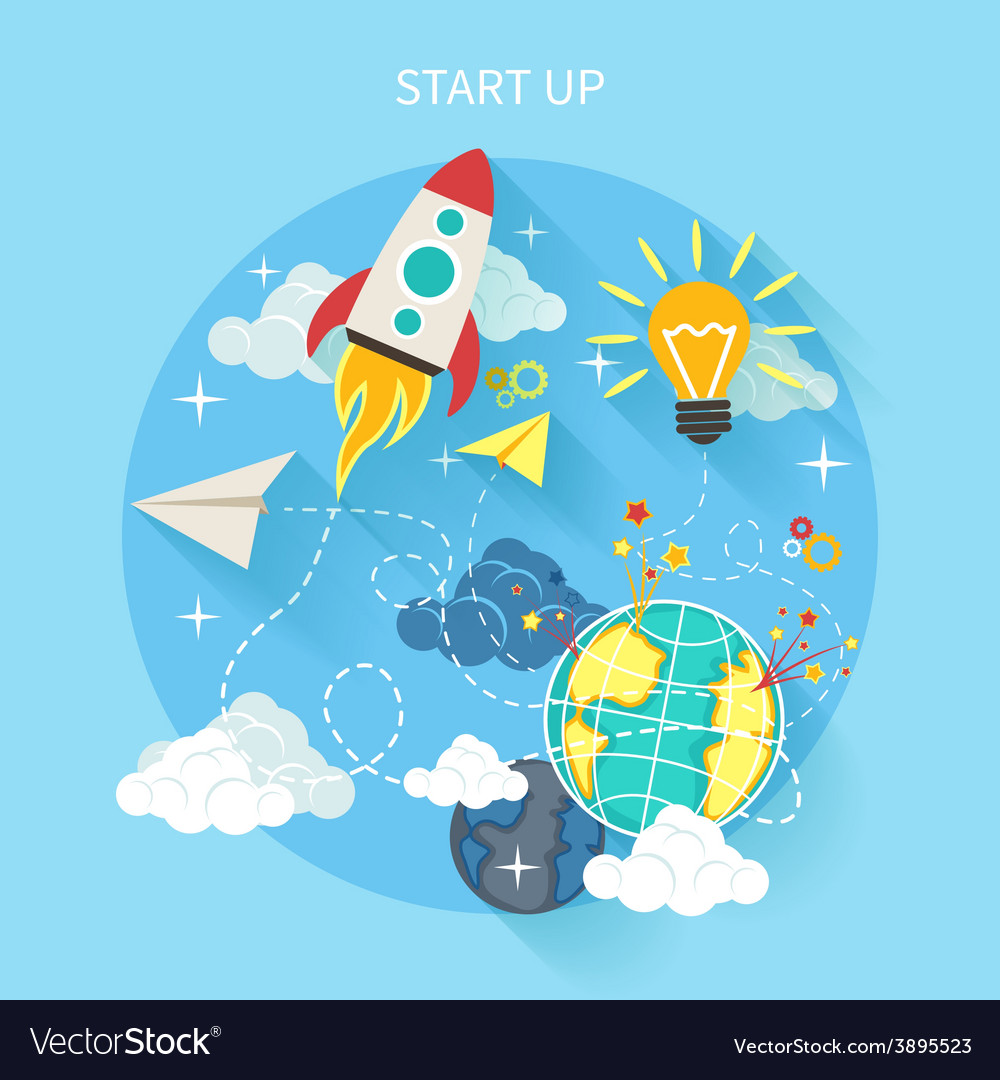 Start research. Ракета бизнес. планета ракета и предприятие. research start.