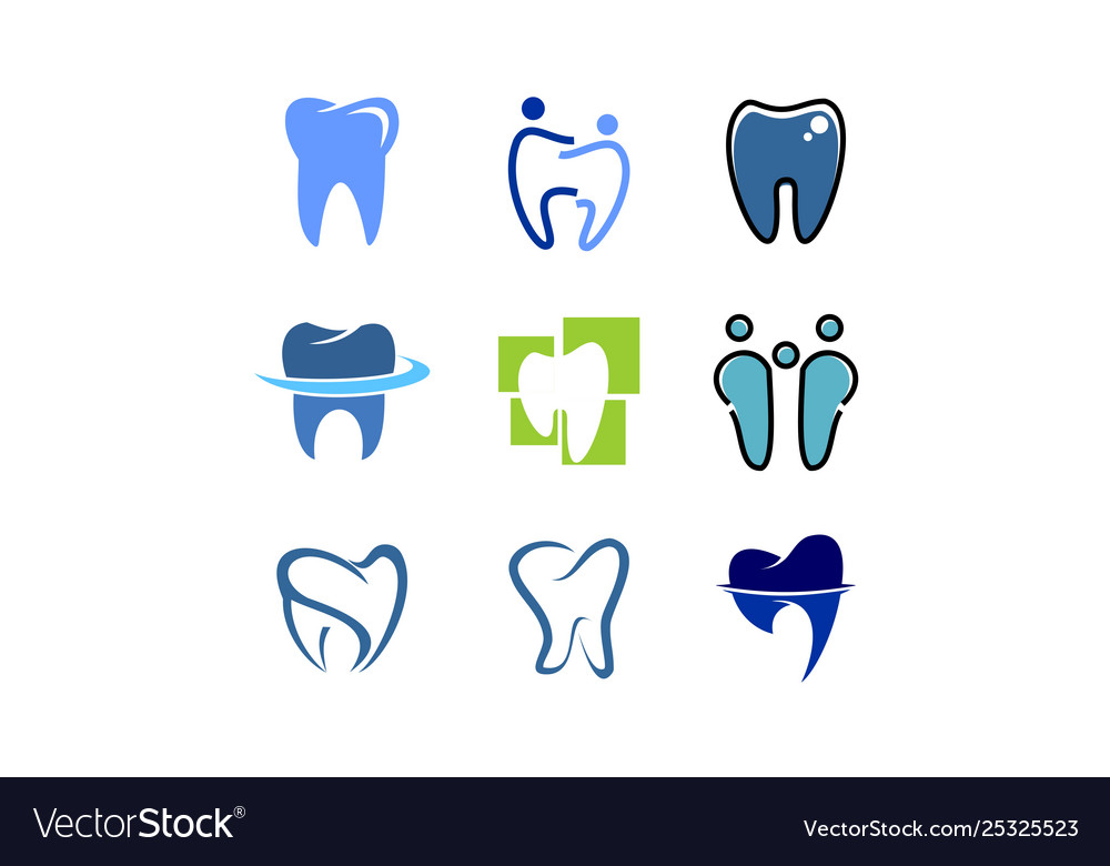 Set dental tooth dentist logo