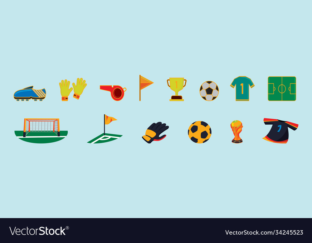 Set soccer cartoon icon design template