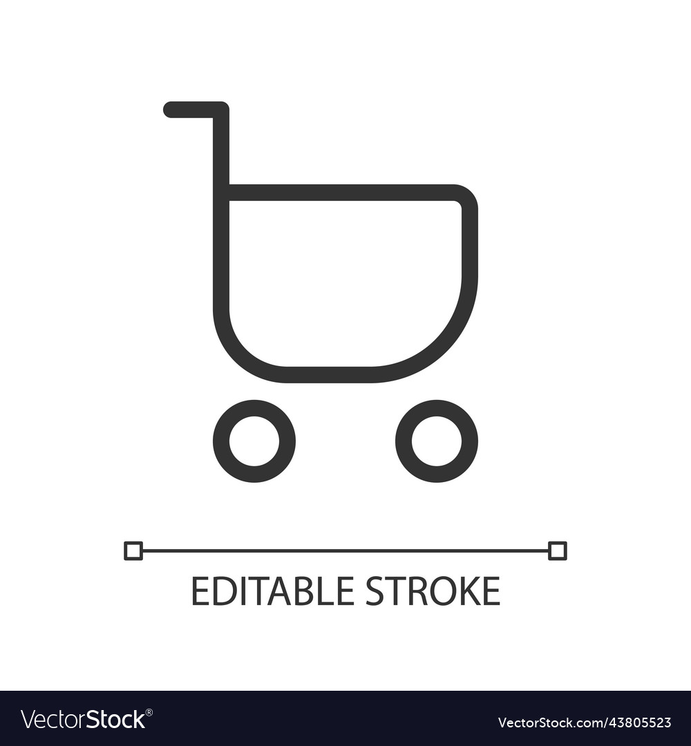 Shopping cart pixel perfect linear ui icon vector image Shopping cart pixel perfect linear ui icon