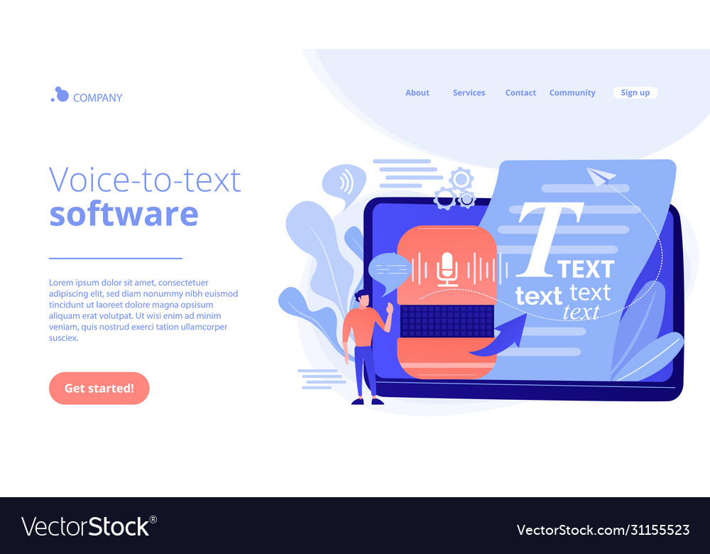 Speech to text concept landing page vector image Speech to text concept landing page