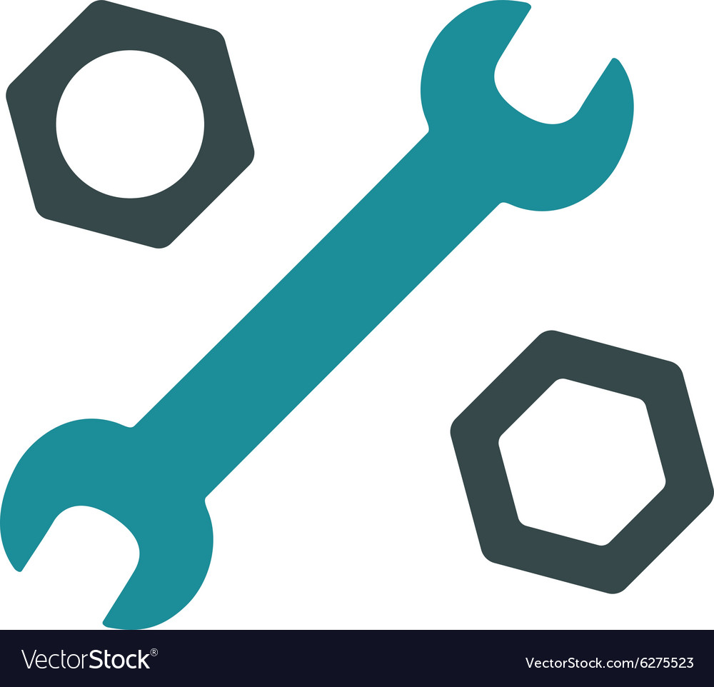 Wrench and nuts flat icon