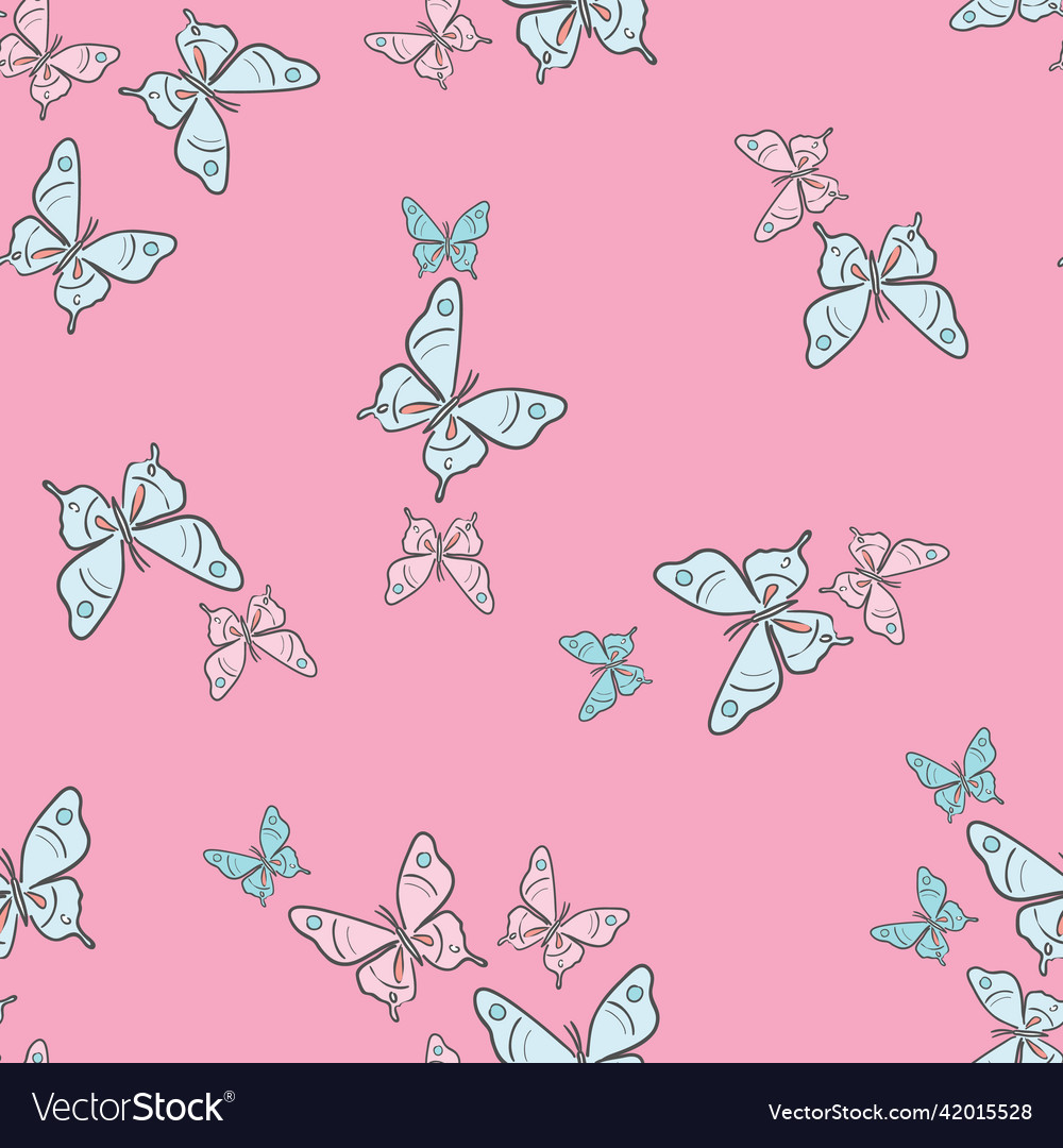 Butterfly seamless repeat pattern design vector image Butterfly seamless repeat pattern design