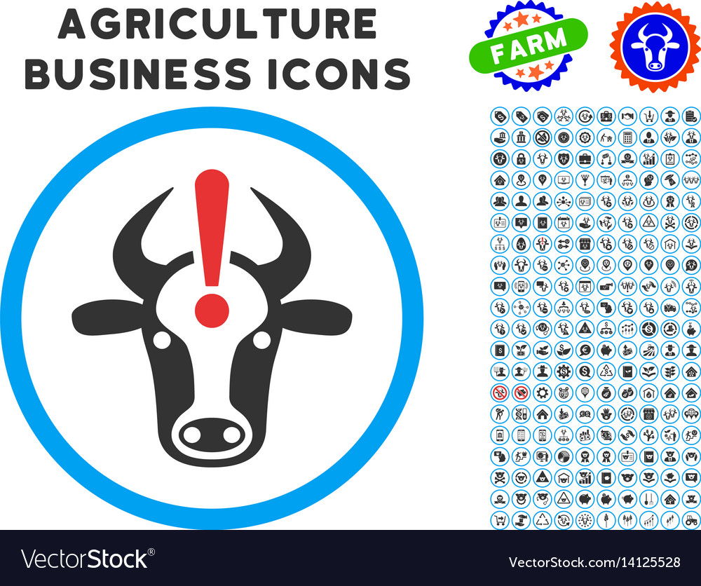 Cow error rounded icon with set