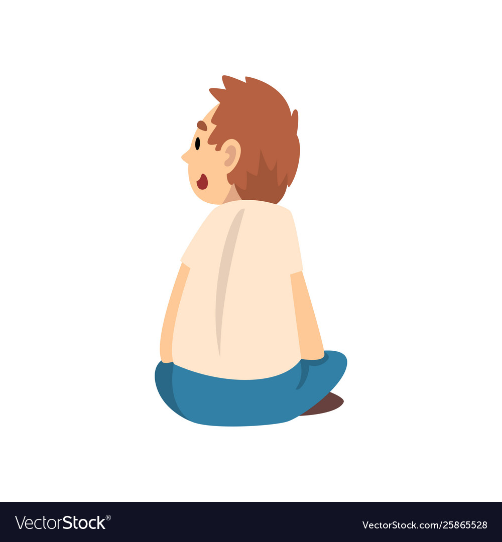 Cute boy sitting on floor little preschool kid Vector Image