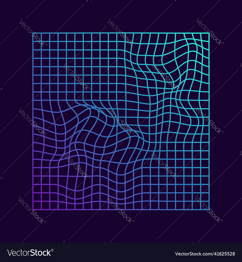 Distorted grid square neon pattern abstract