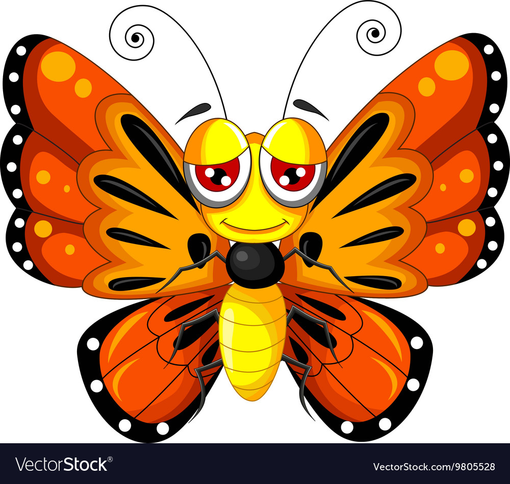 Funny butterfly cartoon Royalty Free Vector Image