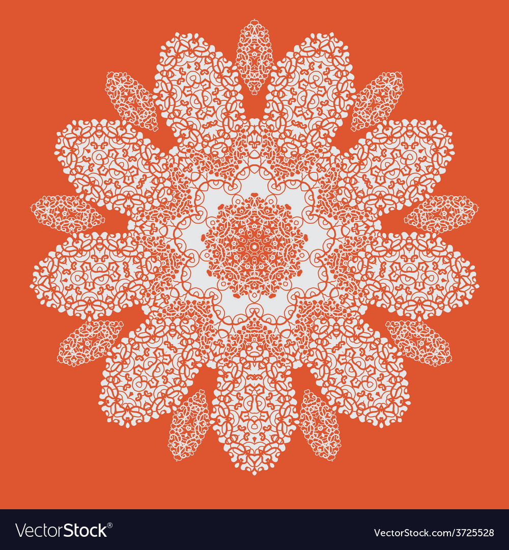 Hand drawn mandala on orange background all Vector Image