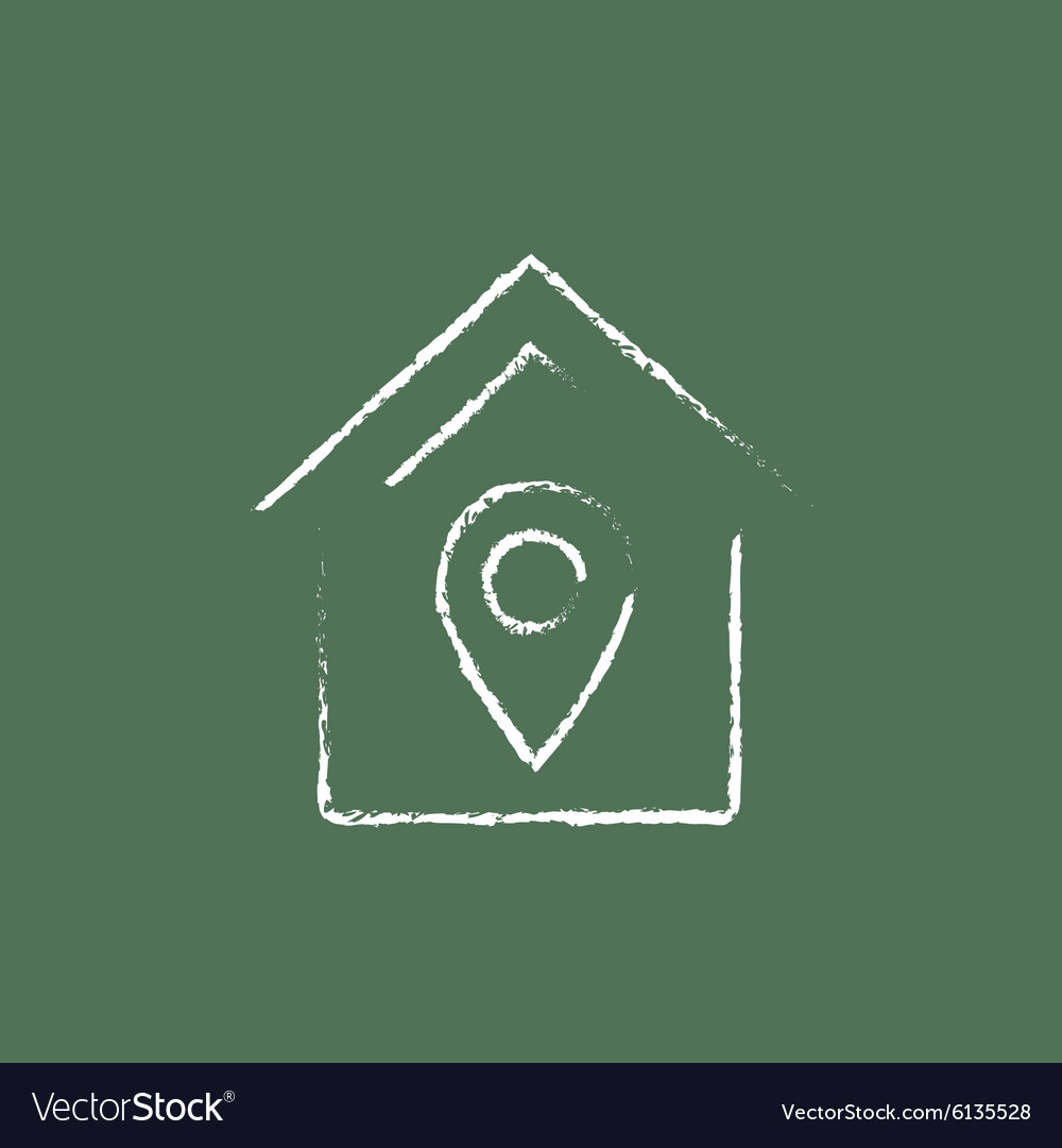 House with pointer icon drawn in chalk