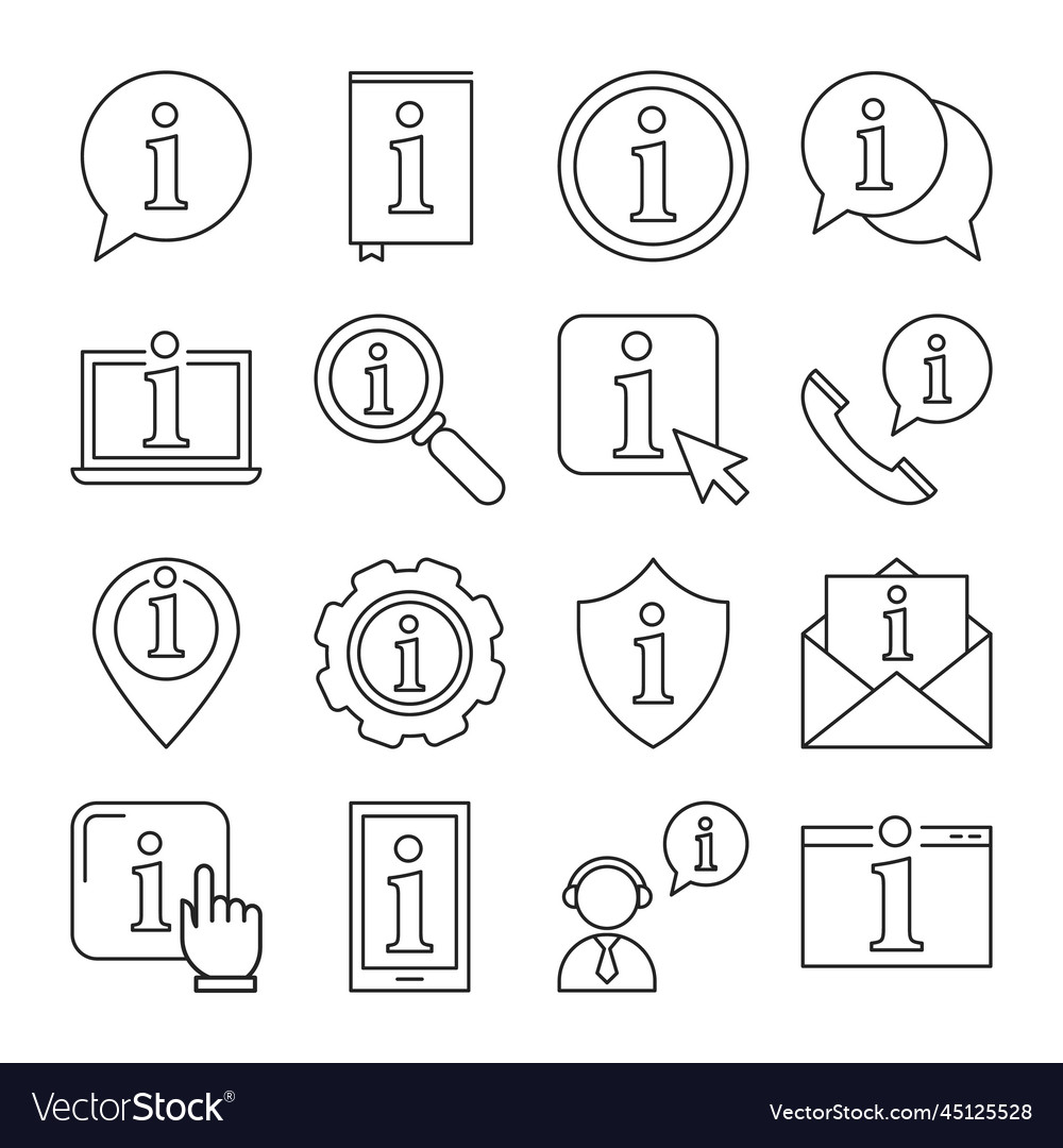 Info icon set collection of simple line icons