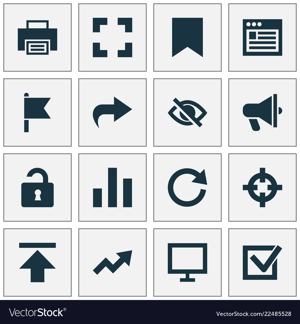 Interface icons set with browser hide reload vector image Interface icons set with browser hide reload