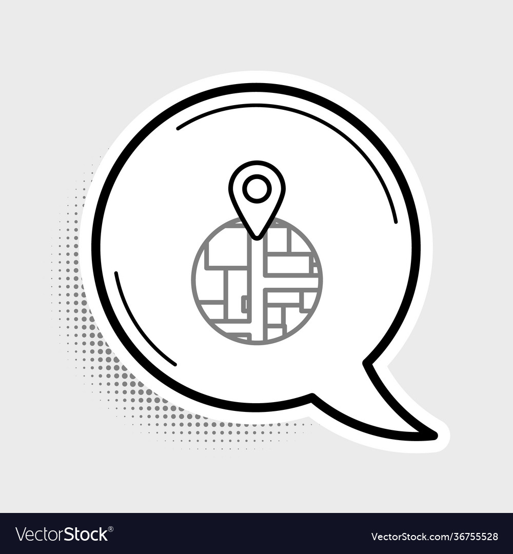 line-placeholder-on-map-paper-in-perspective-icon-vector-image