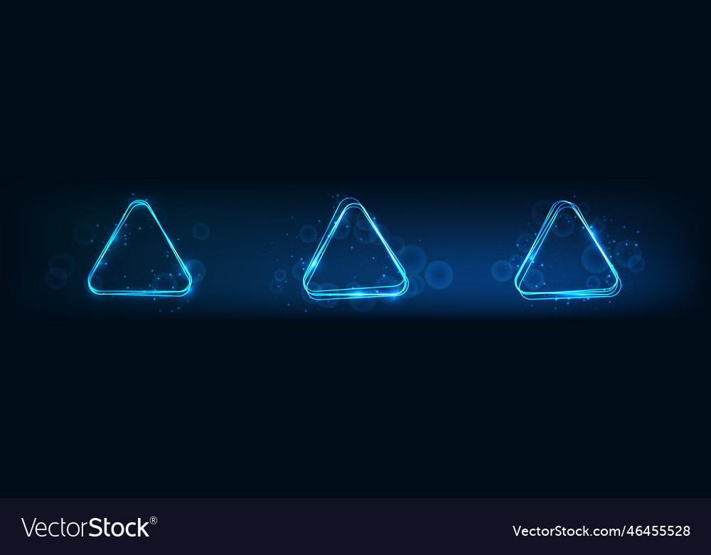 Neon abgerundeter Dreieckrahmen mit glänzenden Effekten