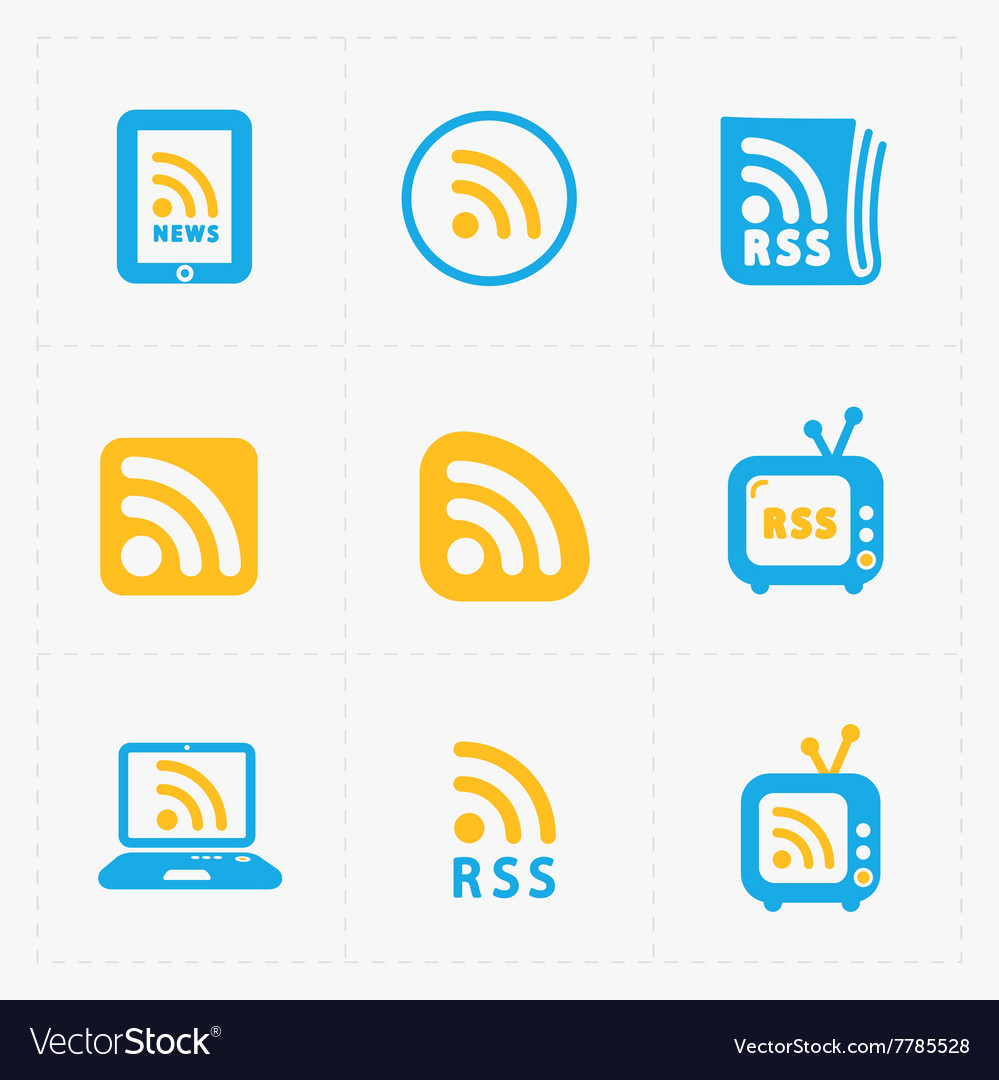 Rss feed symbols on white background Royalty Free Vector