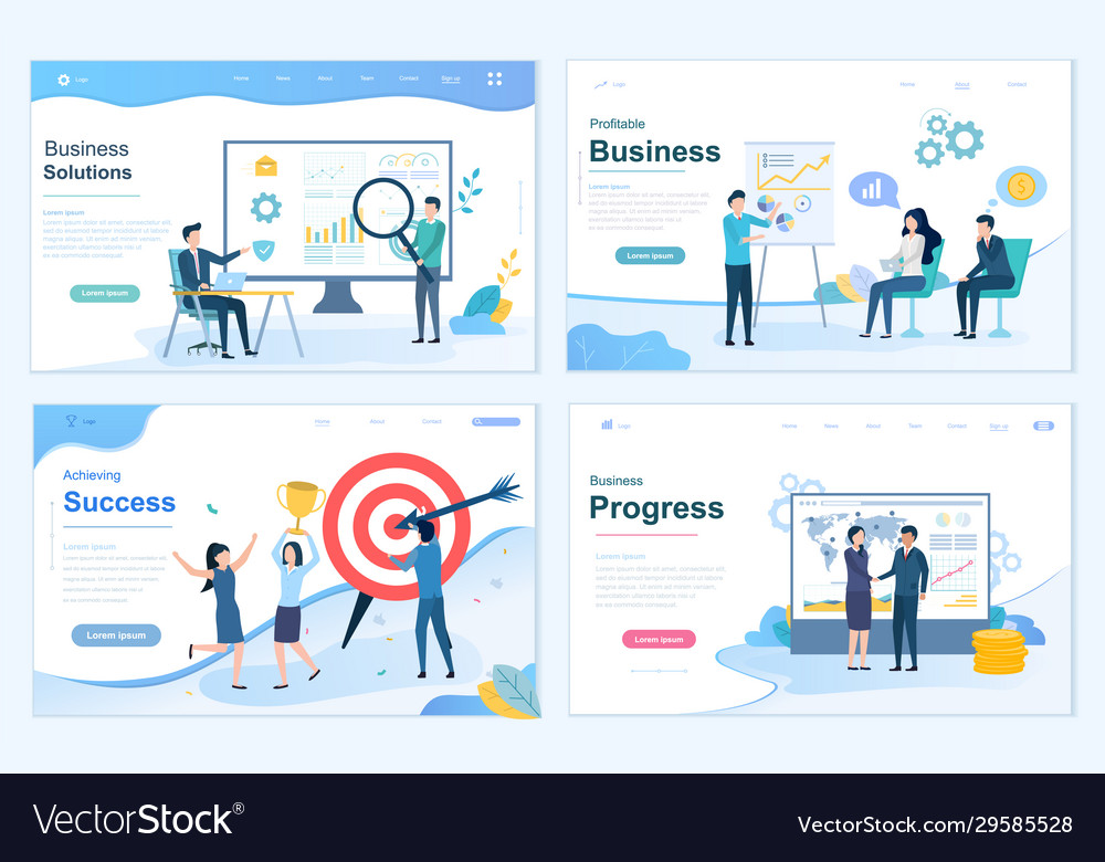 Set business and office scenarios Royalty Free Vector Image