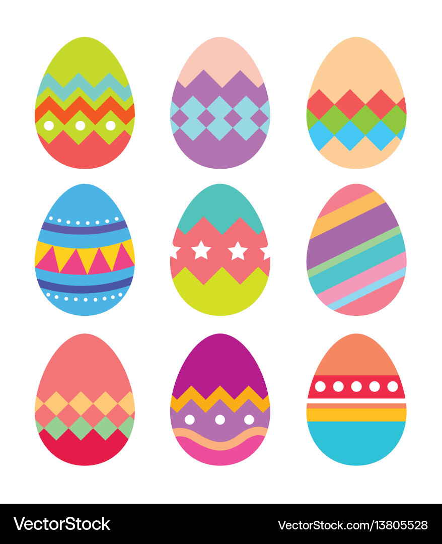 Set easter eggs flat design on white background Vector Image