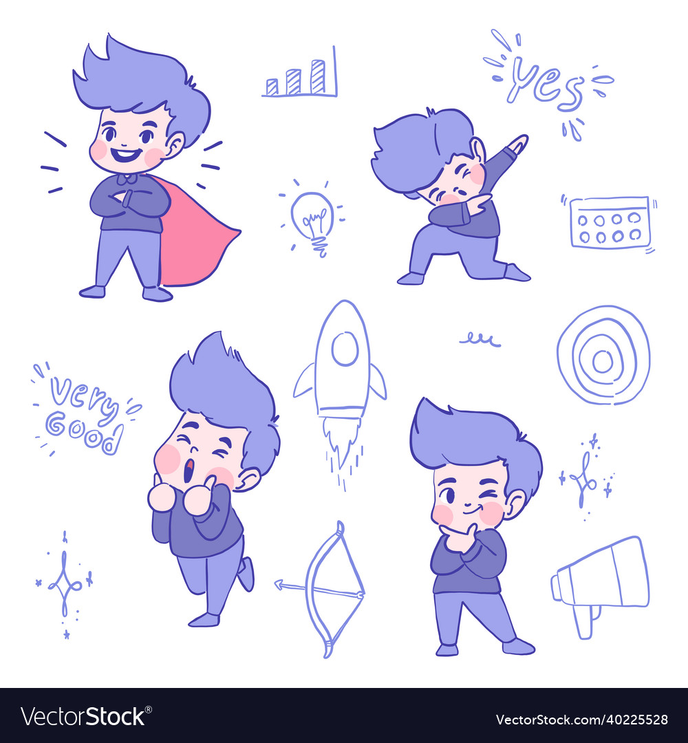 Set of men charater in emotion and expression vector image Set of men charater in emotion and expression