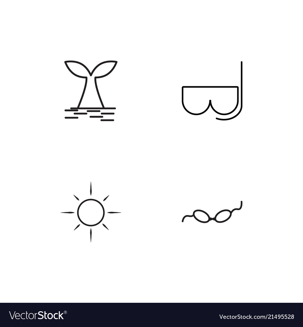 Summer linear icons set simple outline