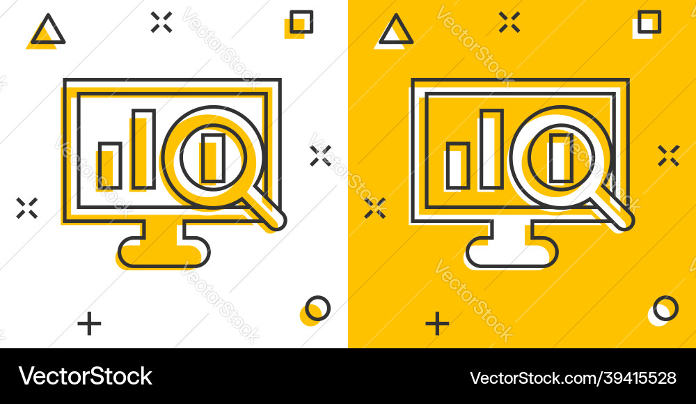 Website analytics icon in comic style seo data Vector Image