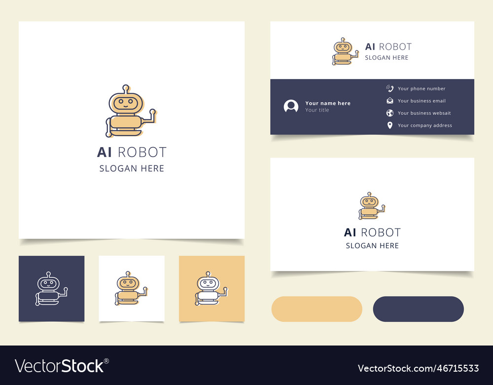 Ai robot logo design with editable slogan vector image Ai robot logo design with editable slogan