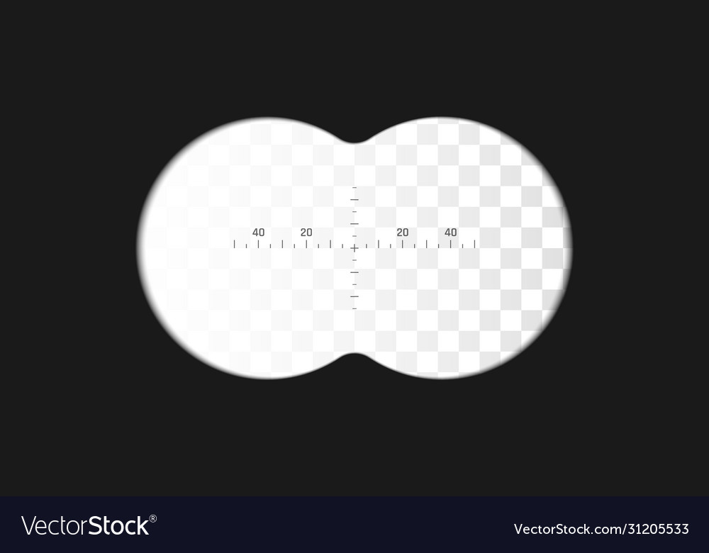Binoculars view measuring scale in view center Vector Image