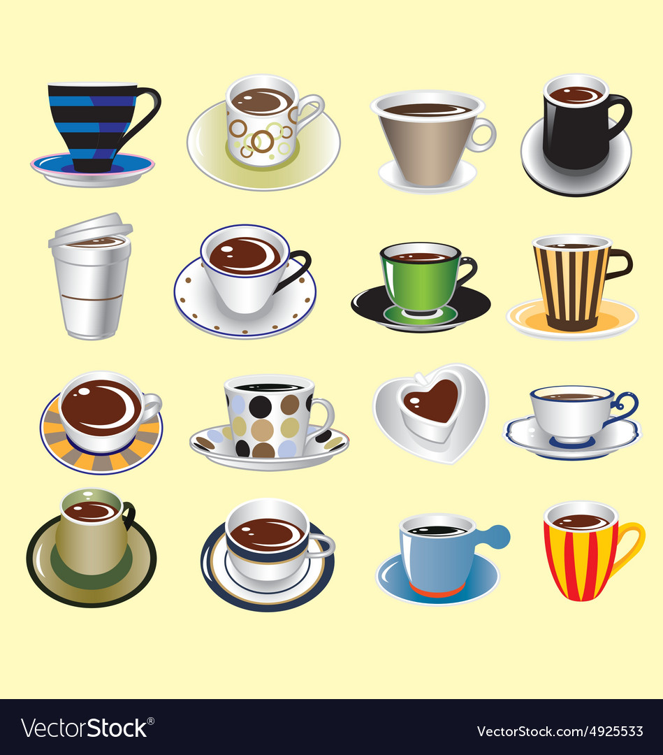 Download Coffee cup types icons set Royalty Free Vector Image