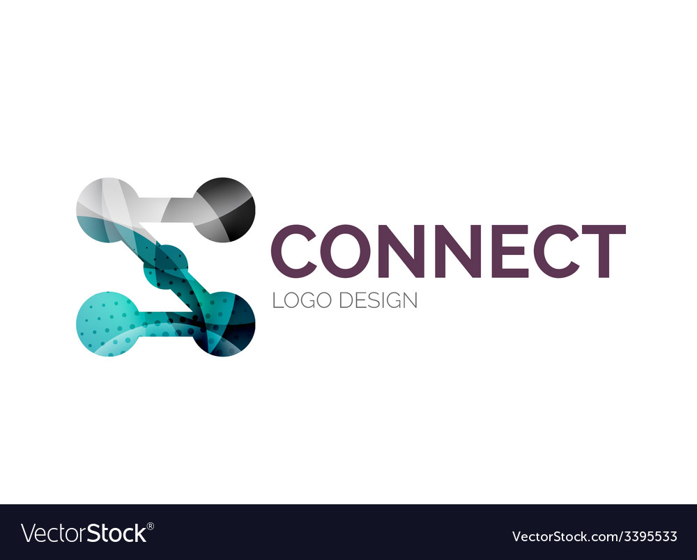 Connection icon logo design made of color pieces