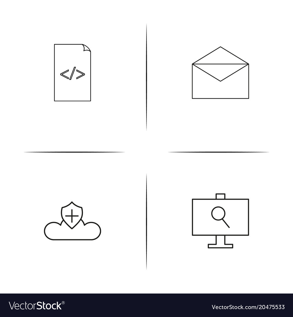 Cyber security simple linear icons set outlined