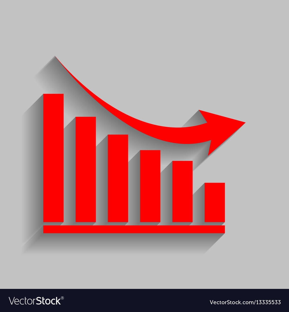 Declining graph sign red icon with soft